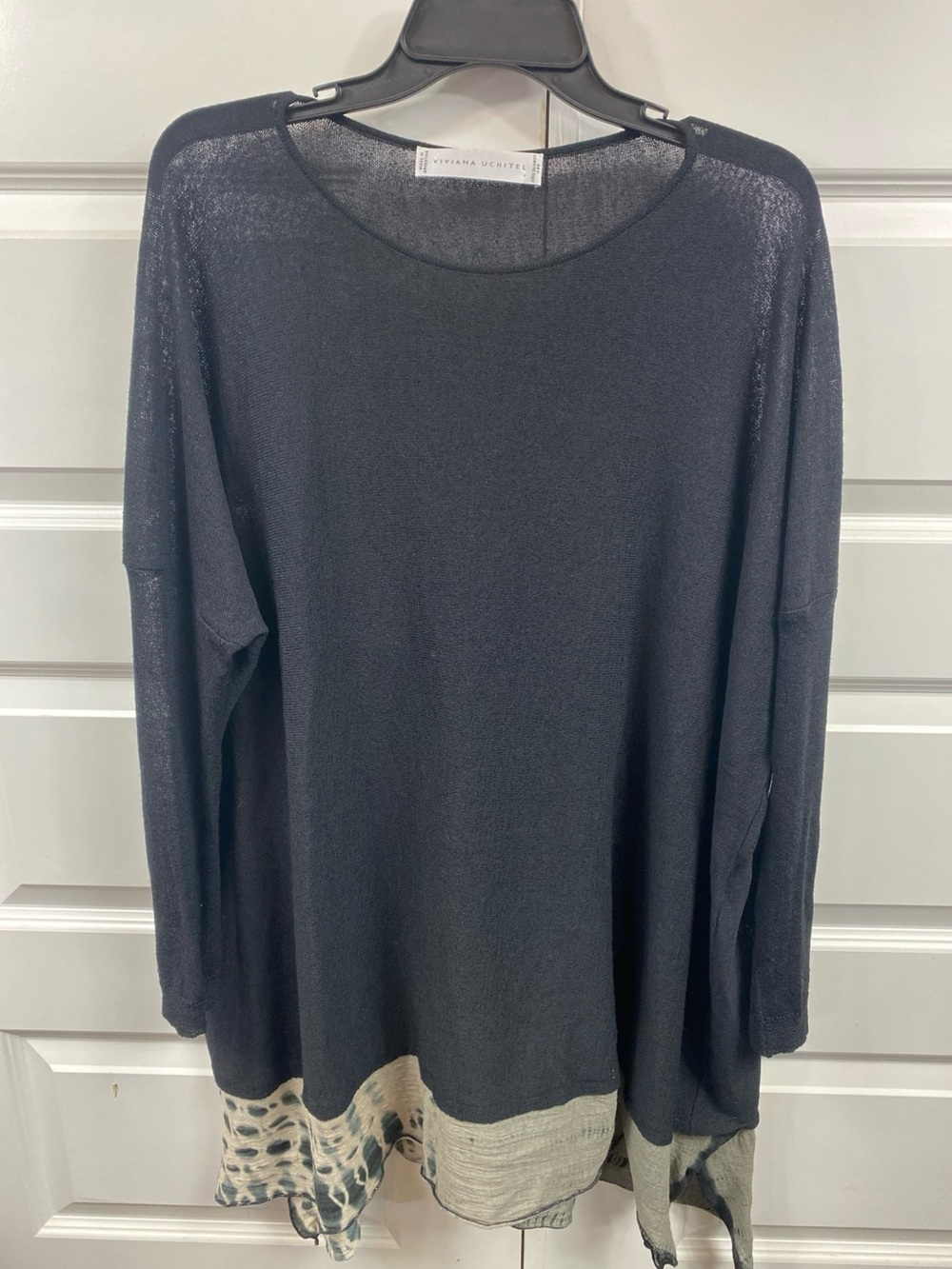 Viviana Uchitel Wool Lightweight Blend Knit Sweater Tunic Top 2XL XXL Oversized